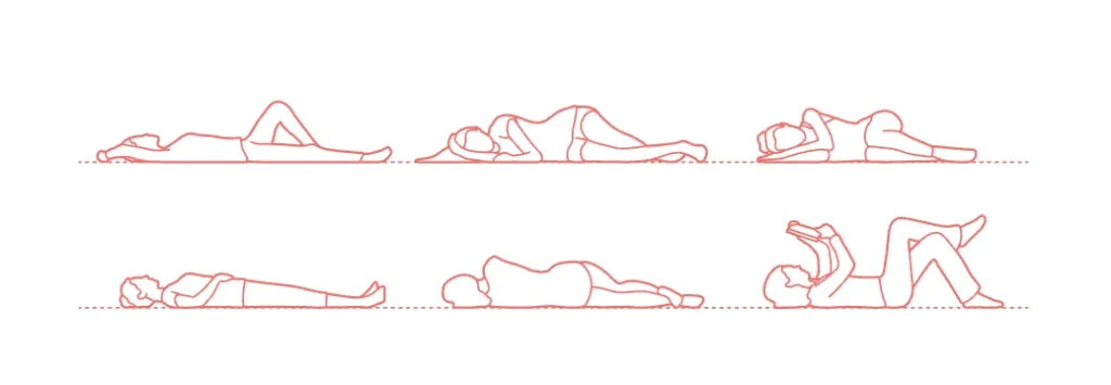 A minimalist line illustration of six figures in various resting and lounging poses, representing the restlessness and avoidance writers experience when procrastinating instead of writing